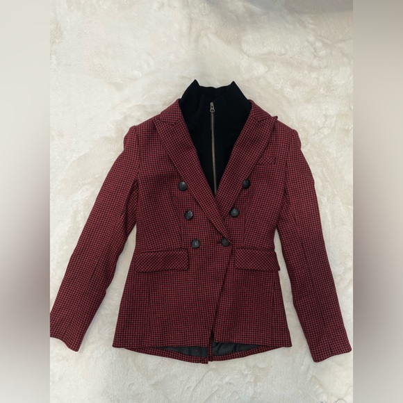 NWT Veronica Beard red and black houndstooth blazer with wool Dickey - Picture 7 of 7
